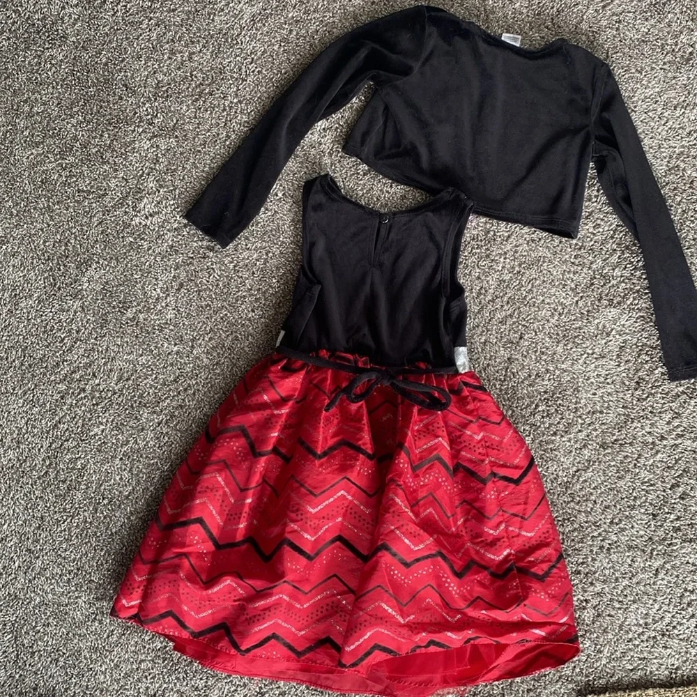 Youngland Girls Holiday Black & Red Sleeveless Dress w/ Shrug, size 7